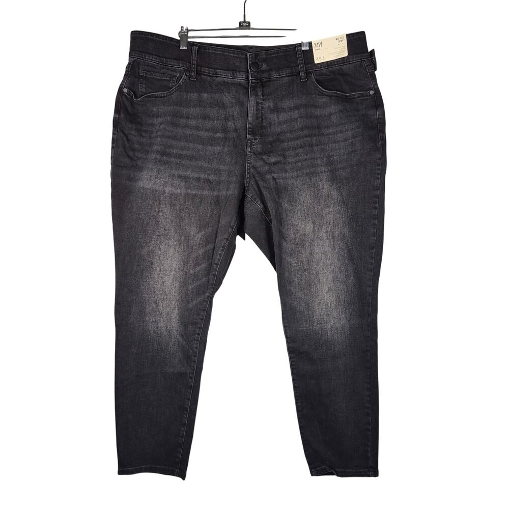 A.N.A. Black Mid-Rise Skinny Jeans Elastic Waist Womens size 24W NWT